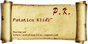 Patatics Klió névjegykártya